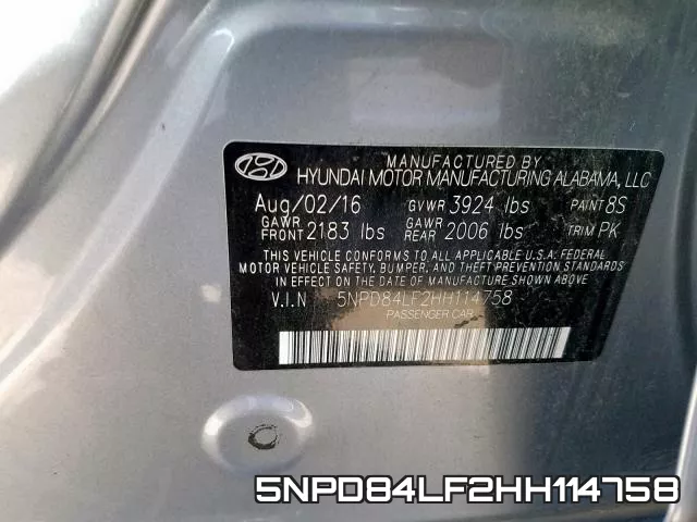 5NPD84LF2HH114758 фото 2