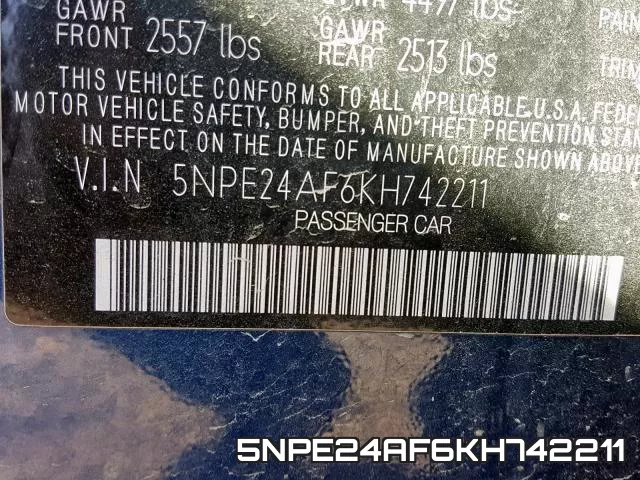 5NPE24AF6KH742211 фото 2