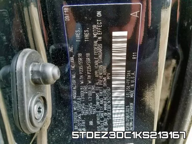 5TDEZ3DC1KS213167 фото 2