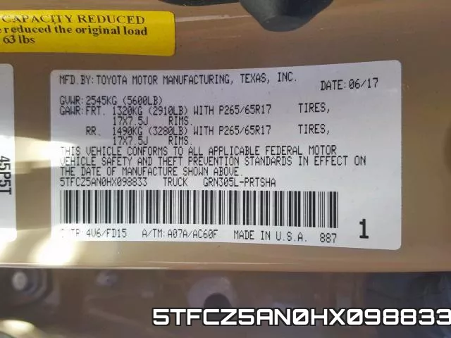 5TFCZ5AN0HX098833 фото 2