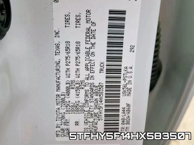 5TFHY5F14HX583507 фото 2