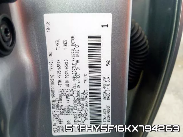 5TFHY5F16KX794263 фото 2