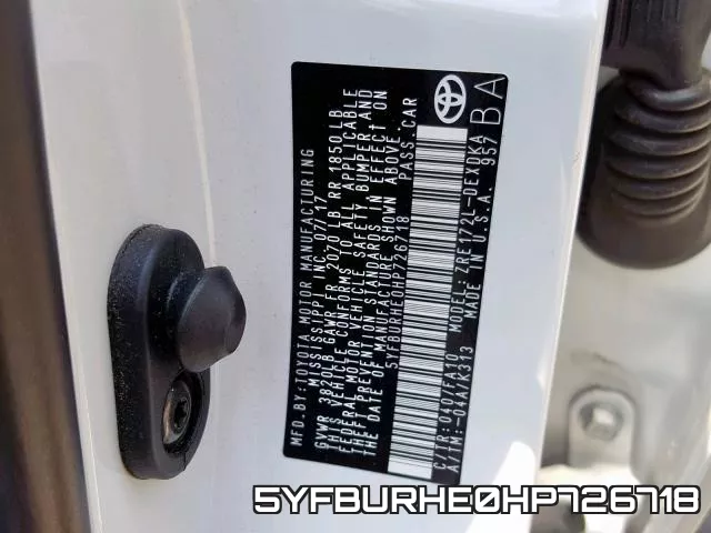 5YFBURHE0HP726718 фото 2
