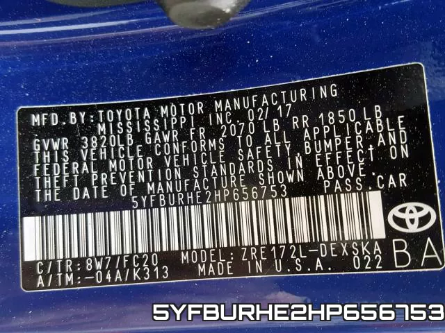 5YFBURHE2HP656753 фото 2