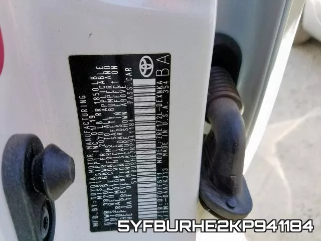5YFBURHE2KP941184 фото 2