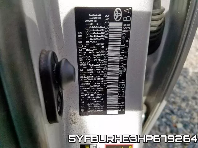 5YFBURHE3HP679264 фото 2