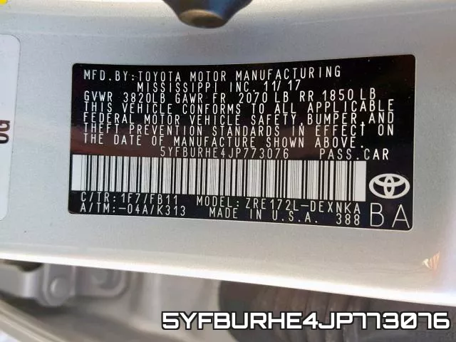 5YFBURHE4JP773076 фото 2