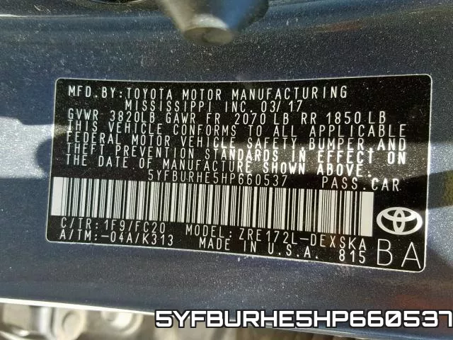 5YFBURHE5HP660537 фото 2