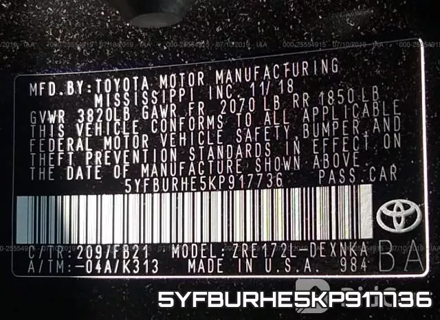 5YFBURHE5KP917736 фото 10