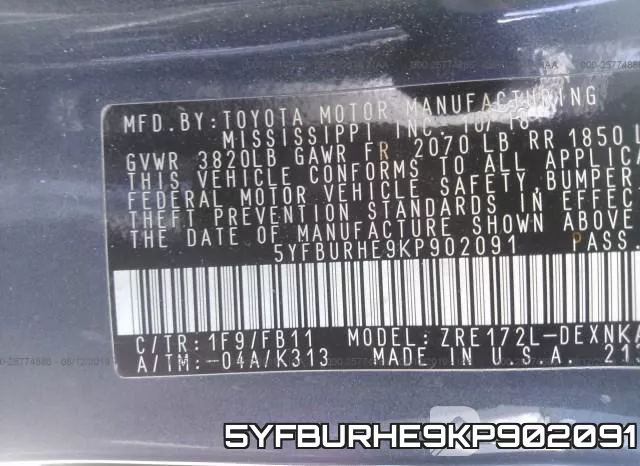 5YFBURHE9KP902091 фото 10