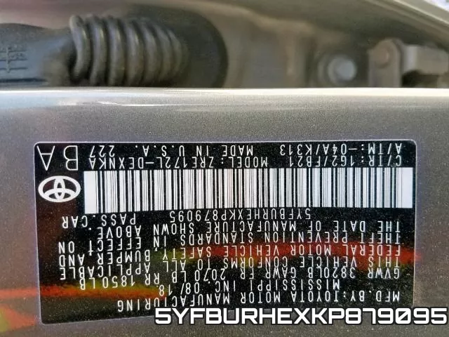 5YFBURHEXKP879095 фото 2