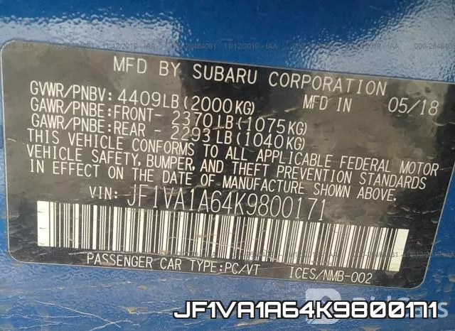 JF1VA1A64K9800171 фото 10
