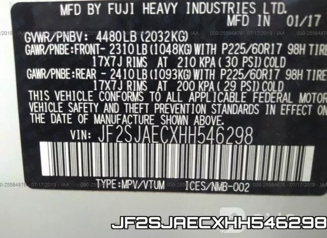 JF2SJAECXHH546298 фото 10