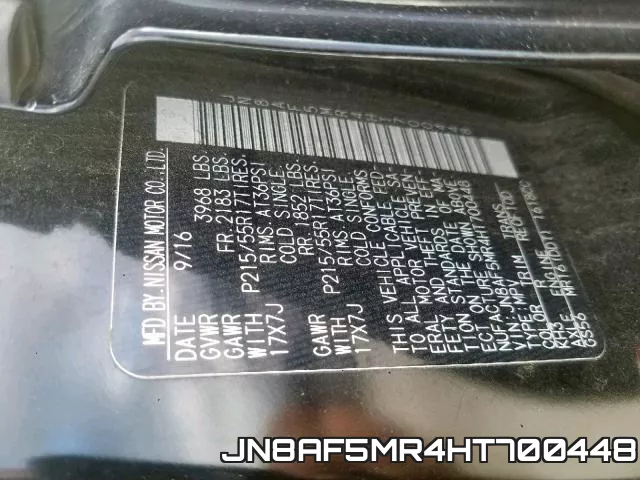JN8AF5MR4HT700448 фото 2