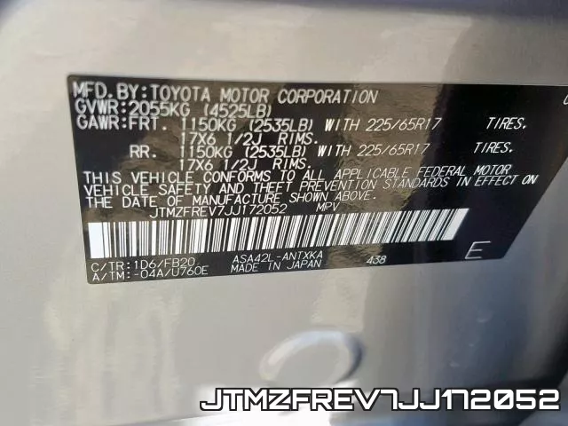 JTMZFREV7JJ172052 фото 2