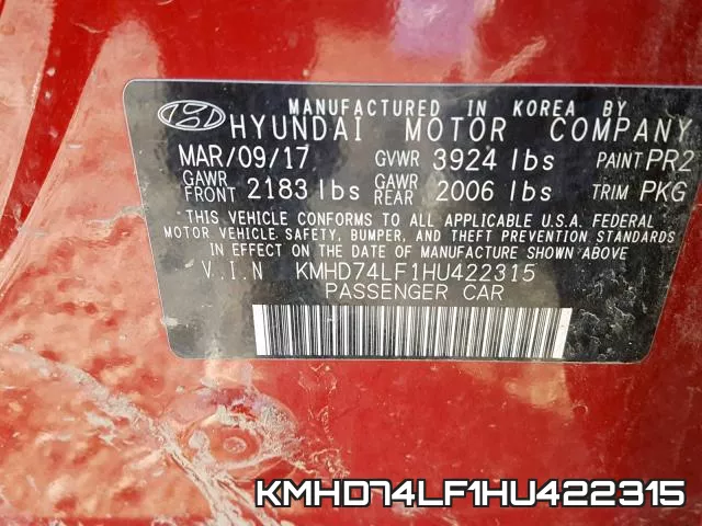 KMHD74LF1HU422315 фото 2