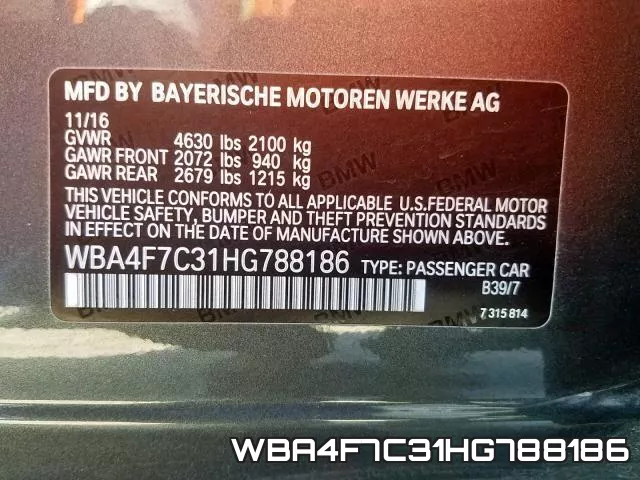 WBA4F7C31HG788186 фото 2