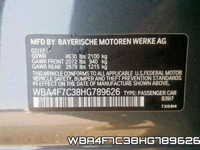 WBA4F7C38HG789626 фото 2