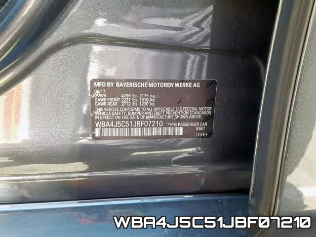 WBA4J5C51JBF07210 фото 2