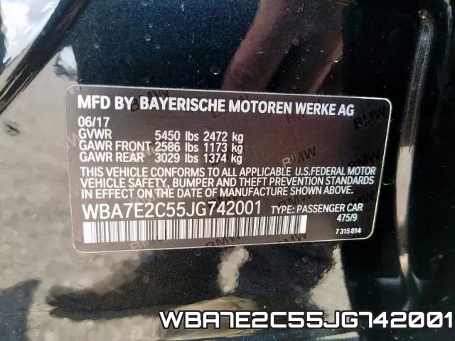 WBA7E2C55JG742001 фото 2