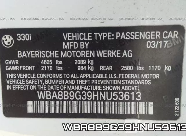 WBA8B9G39HNU53613 фото 9