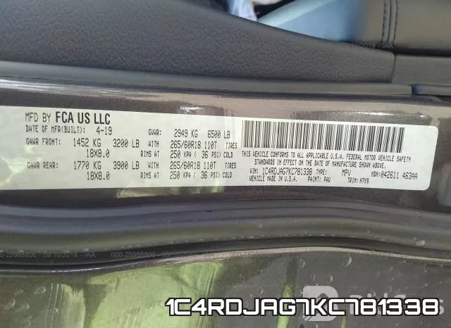 1C4RDJAG7KC781338 фото 10