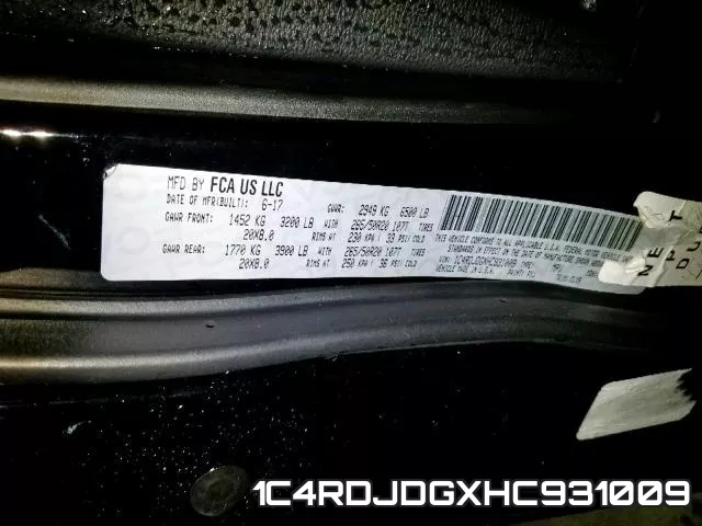 1C4RDJDGXHC931009 фото 2