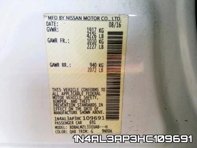 1N4AL3AP3HC109691 фото 2