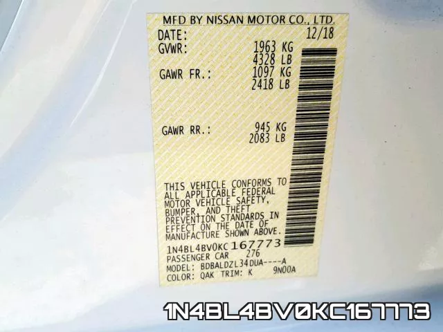 1N4BL4BV0KC167773 фото 2