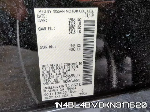 1N4BL4BV8KN317620 фото 2