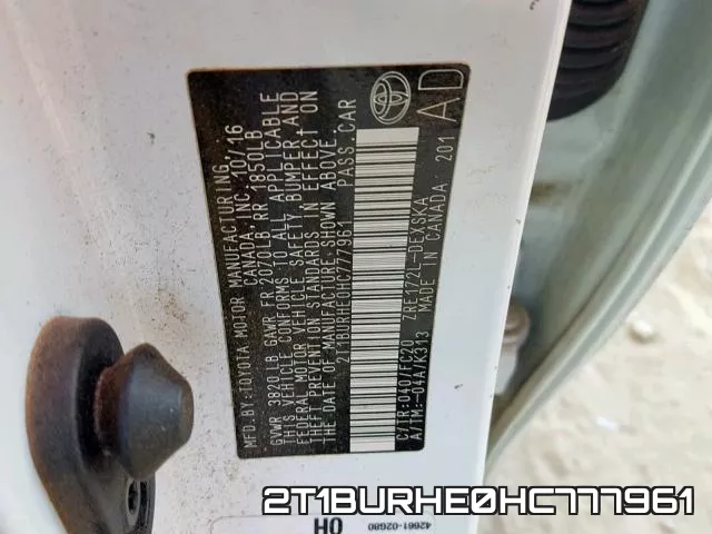 2T1BURHE0HC777961 фото 2