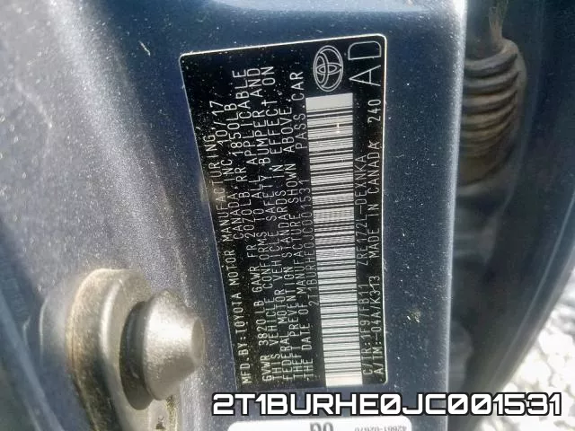 2T1BURHE0JC001531 фото 2