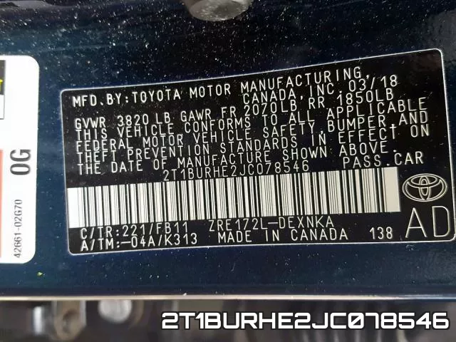 2T1BURHE2JC078546 фото 2