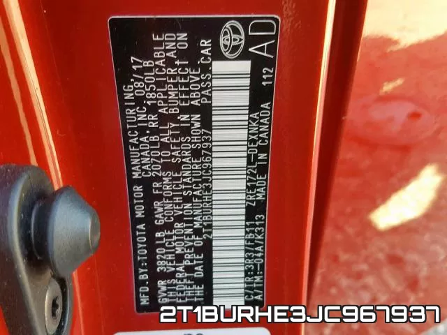 2T1BURHE3JC967937 фото 2