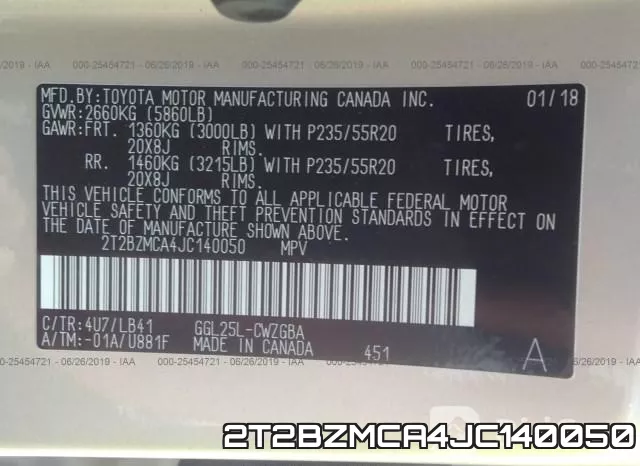 2T2BZMCA4JC140050 фото 10