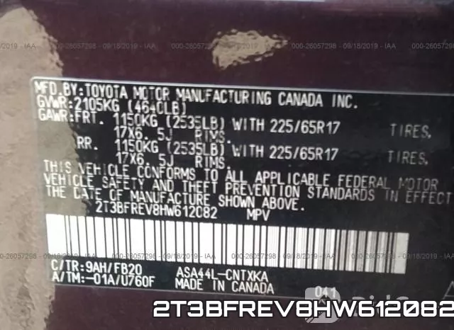 2T3BFREV8HW612082 фото 10