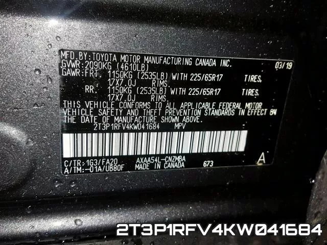 2T3P1RFV4KW041684 фото 2