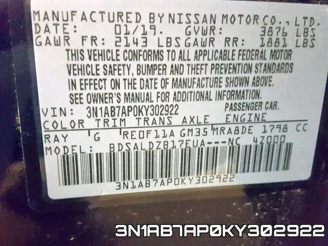 3N1AB7AP0KY302922 фото 2