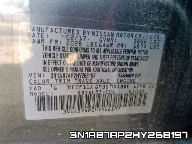 3N1AB7AP2HY268197 фото 2