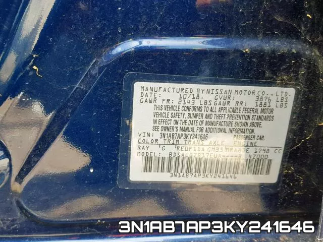 3N1AB7AP3KY241646 фото 2