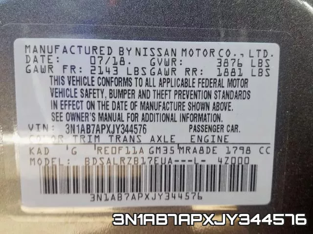 3N1AB7APXJY344576 фото 2