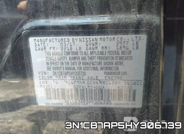 3N1CB7AP5HY306739 фото 9
