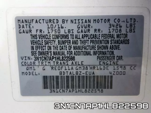 3N1CN7AP1HL822598 фото 2