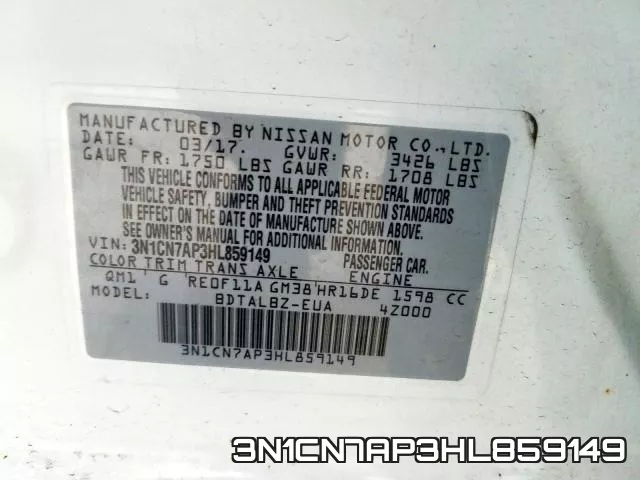 3N1CN7AP3HL859149 фото 2