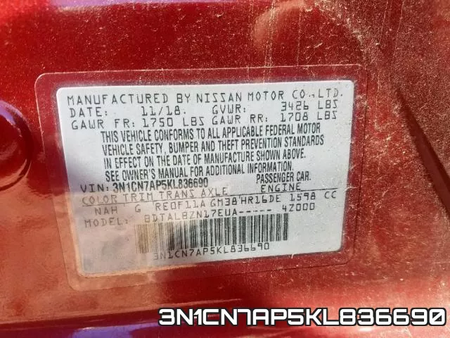 3N1CN7AP5KL836690 фото 2