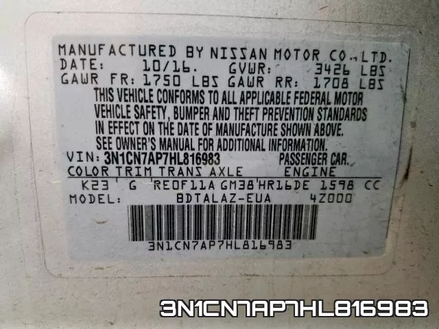 3N1CN7AP7HL816983 фото 2