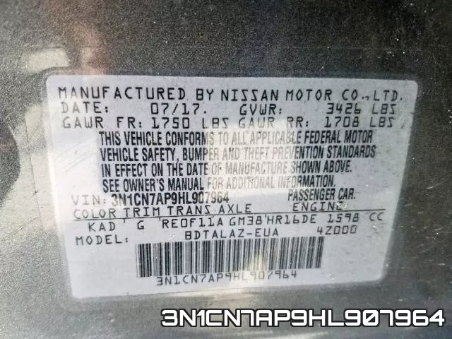 3N1CN7AP9HL907964 фото 2