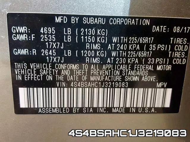4S4BSAHC1J3219083 фото 2
