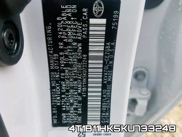 4T1B11HK5KU733248 фото 2