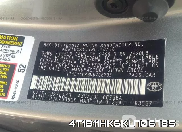 4T1B11HK6KU706785 фото 10